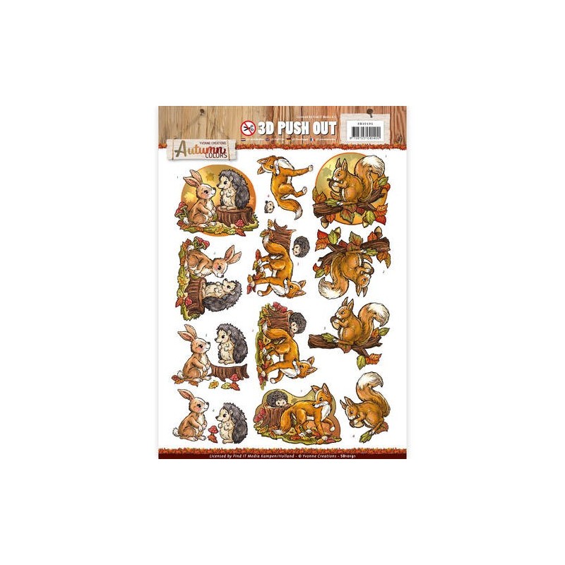 (SB10191)3D Pushout -yvonne creations - Autumn Colors-Animals