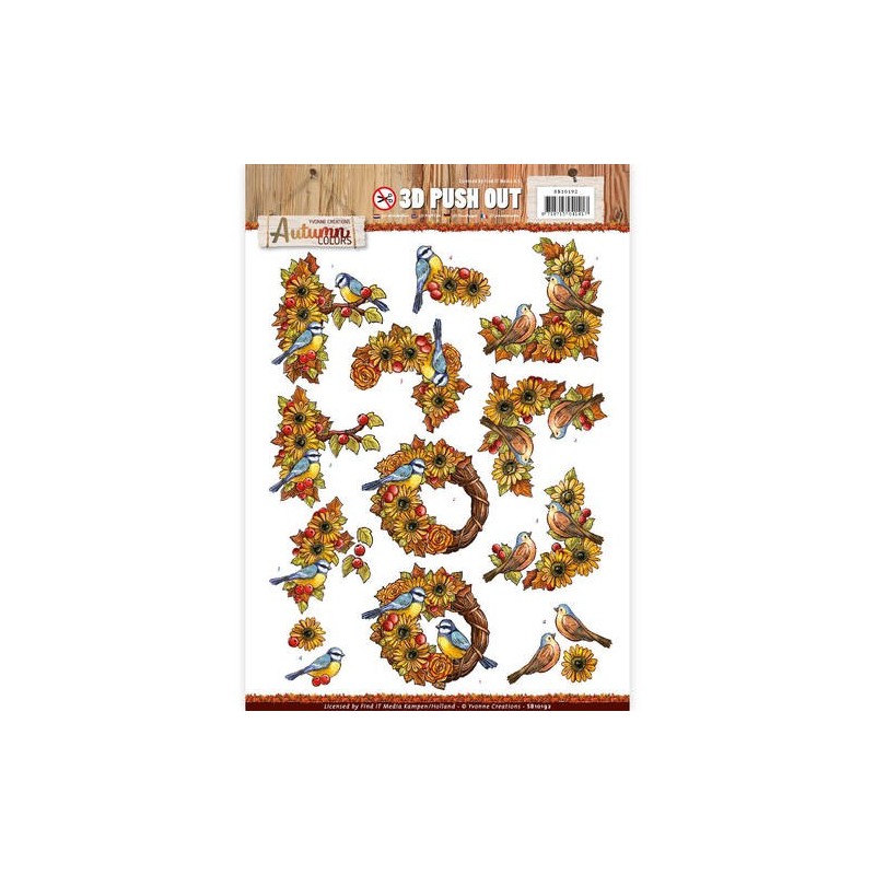 (SB10192)3D Pushout -Yvonne creations - Autumn Colors-Birds