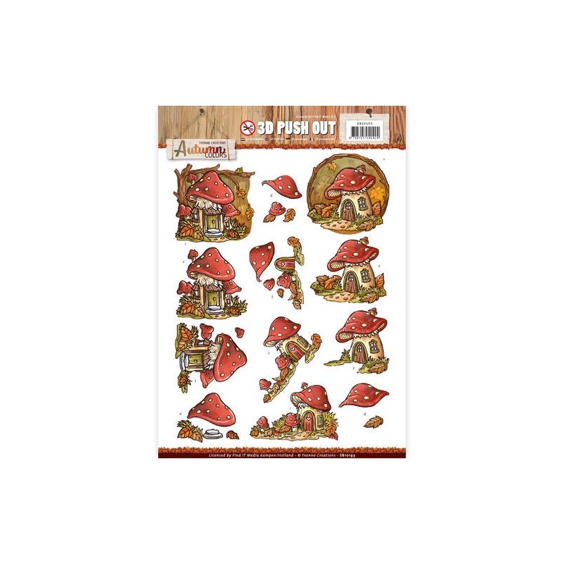 (SB10193)3D Pushout -Yvonne creations - Autumn Colors- Mushrooms Houses