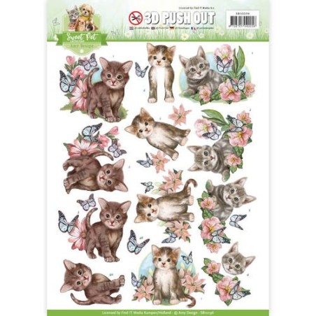 (SB10196)3D Pushout - Amy Design -Sweet Pet-Cats