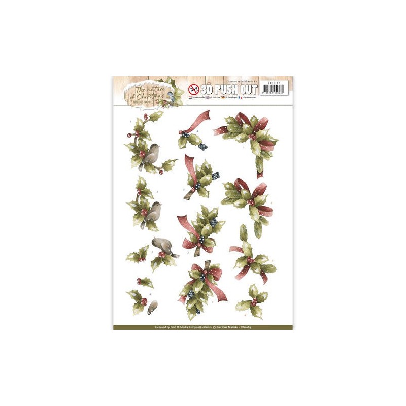 (SB10184)3D Pushout - Precious Marieke - The Nature of Christmas - Christmas Holly