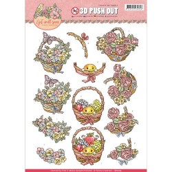 (SB10175)3D Pushout -yvonne creations - Get Well Soon - fruit basket