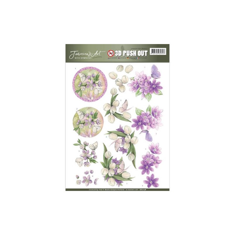 (SB10178)3D Pushout - Jeanine's Art - With Sympathy - violet flowers