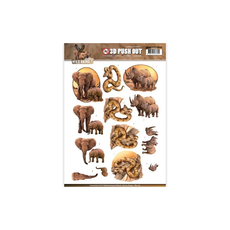 (SB10162)3D Pushout - Amy Design - Wild Animals