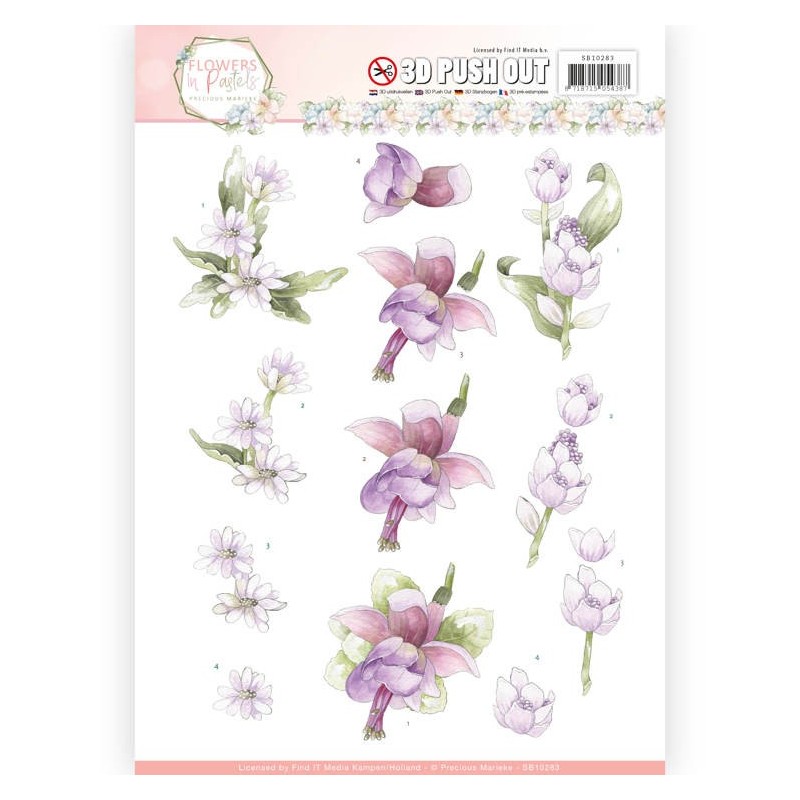 (SB10283)3D Pushout - Precious Marieke - Flowers in Pastels - Lilac Mist