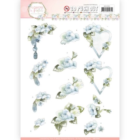 (SB10284)3D Pushout - Precious Marieke - Flowers in Pastels - Blue Dreams