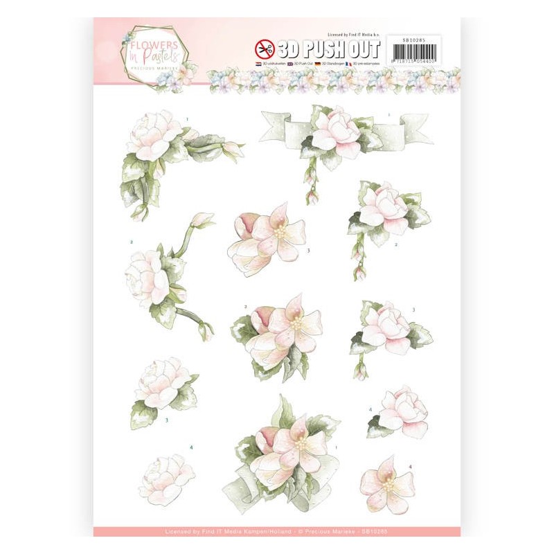 (SB10285)3D Pushout - Precious Marieke - Flowers in Pastels - Believe in Pink