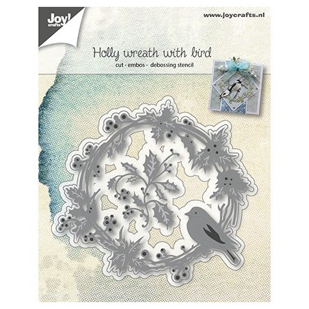 (6002/1062)Cutting, Embossing & Debossing Holly Wreath with bird