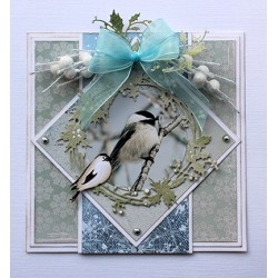 (6002/1062)Cutting, Embossing & Debossing Holly Wreath with bird