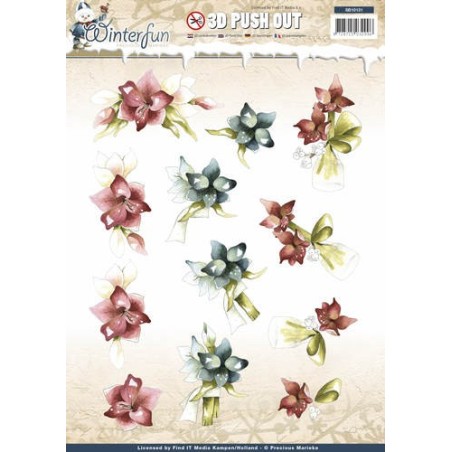 (SB10131)3D Pushout - Precious Marieke - Winterfun - Winterflower