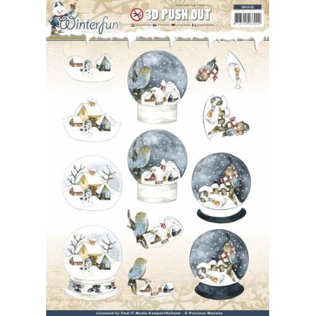 (SB10132)3D Pushout - Precious Marieke - Winterfun - Globe landscape