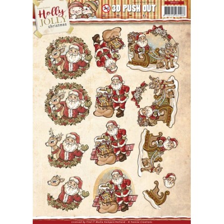 (SB10123)3D Pushout - Yvonne Creations - Holly Jolly - Santa