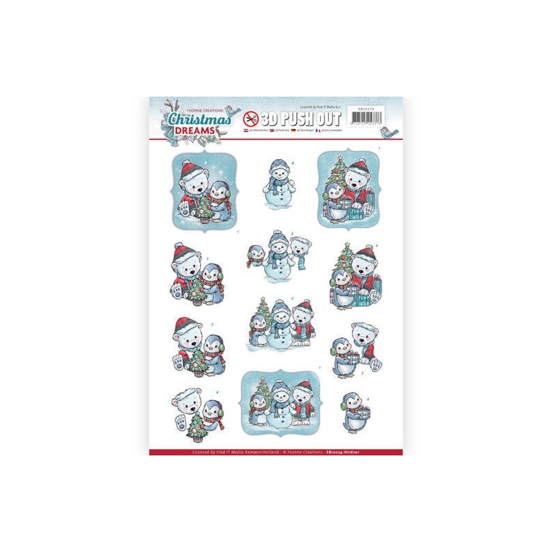 (SB10274)3D Pushout - Yvonne Creations - Christmas Dreams - Christmas Bears