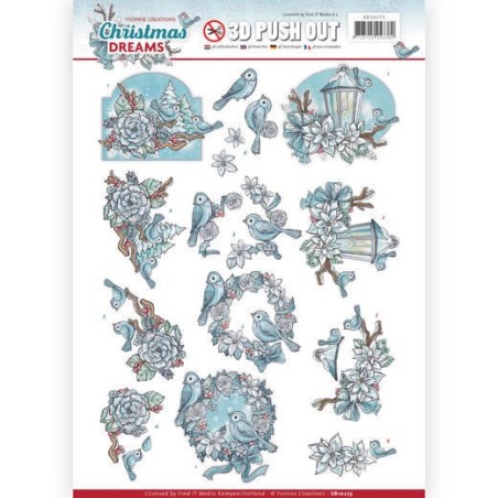 (SB10275)3D Pushout - Yvonne Creations - Christmas Dreams - Christmas Birds