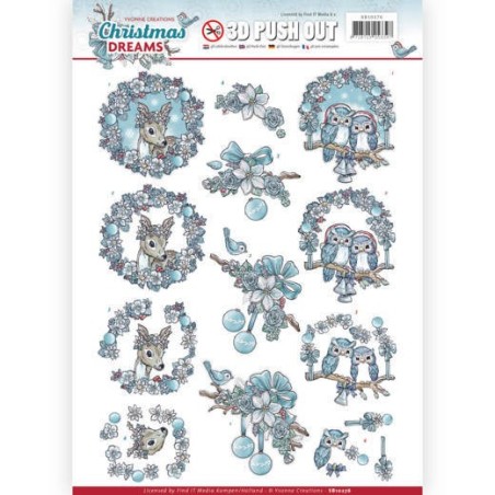 (SB10276)3D Pushout - Yvonne Creations - Christmas Dreams - Christmas Animals