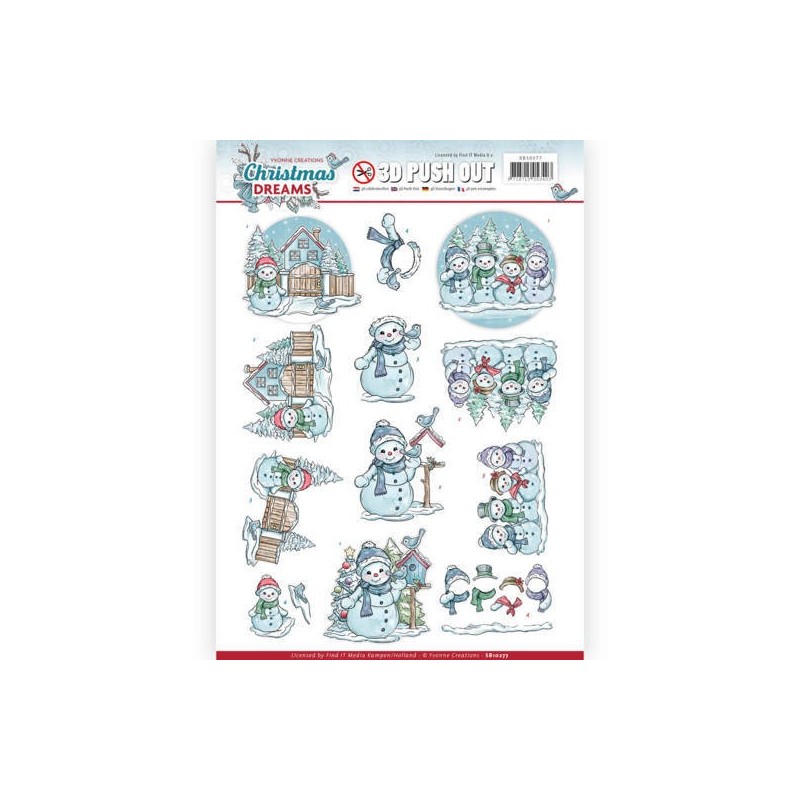 (SB10277)3D Pushout - Yvonne Creations - Christmas Dreams - Snowman