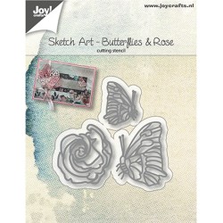 (6002/1134)Cutting Sketch Art - Butterflies and rose