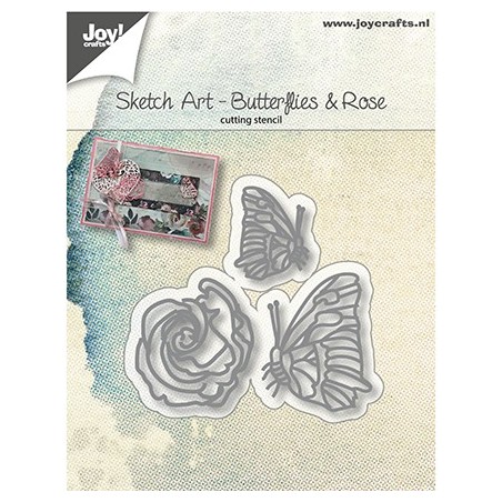 (6002/1134)Cutting Sketch Art - Butterflies and rose