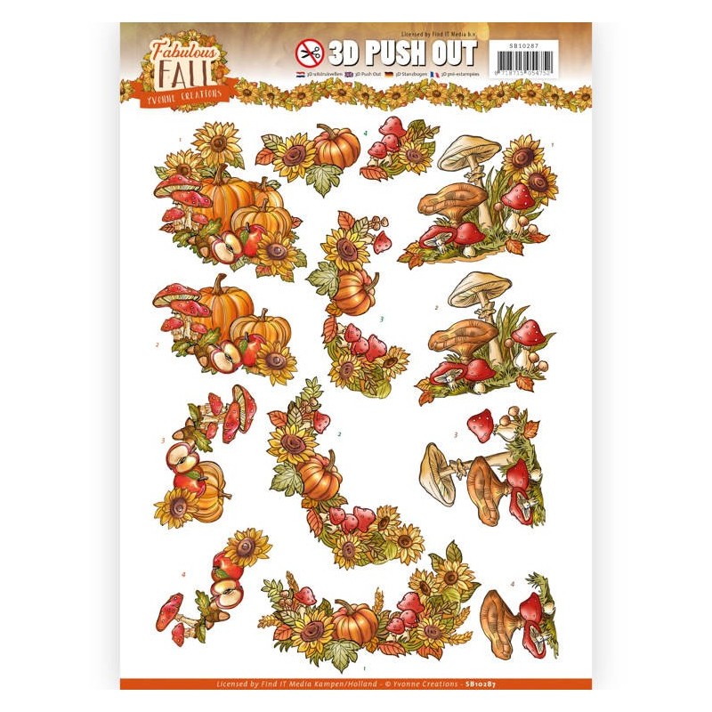 (SB10287)3D Push Out - Yvonne Creations - Fabulous Fall - Fall Bouquets