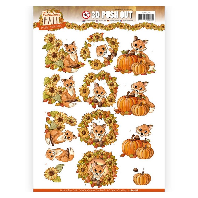 (SB10288)3D Push Out - Yvonne Creations - Fabulous Fall - Fabulous Foxes