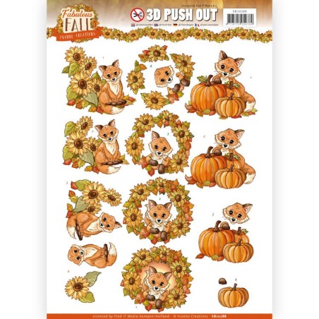 (SB10288)3D Push Out - Yvonne Creations - Fabulous Fall - Fabulous Foxes