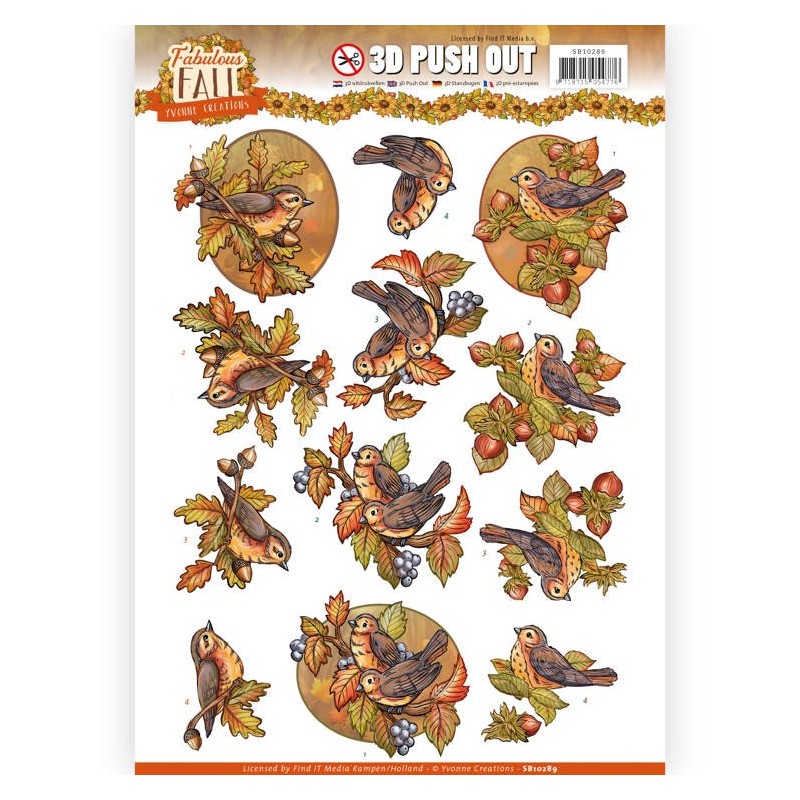 (SB10289)3D Push Out - Yvonne Creations - Fabulous Fall - Fall Birds