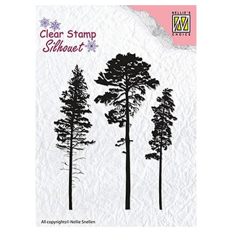 (SIL037)Nellie`s Choice Clearstamp -  3 Pinetrees