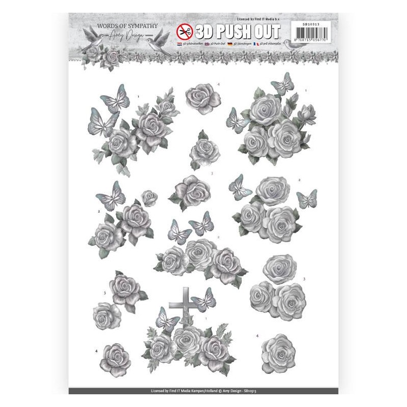 (SB10313)3D Pushout - Amy Design - Words of Sympathy - Sympathy Roses