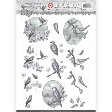 (SB10314)3D Pushout - Amy Design - Words of Sympathy - Sympathy Swallows