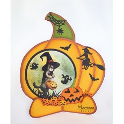 (LR0561)Creatables stencil Witch on broomstick