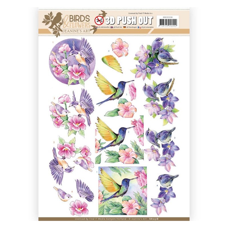 (SB10318)3D Pushout - Jeanine's Art - Birds and Flowers - Tropical birds