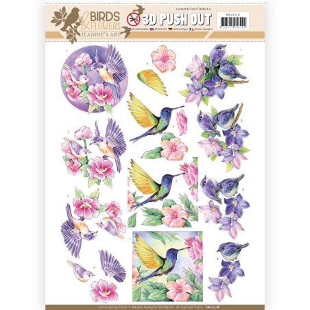 (SB10318)3D Pushout - Jeanine's Art - Birds and Flowers - Tropical birds