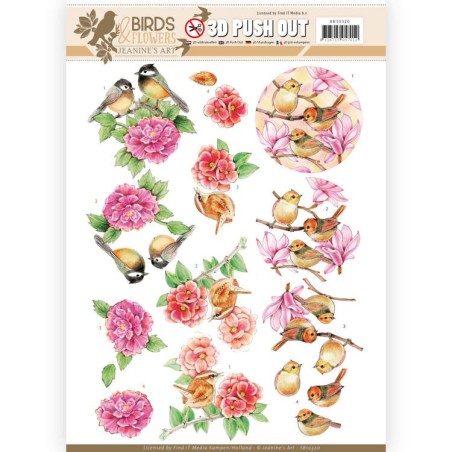 (SB10320)3D Pushout - Jeanine's Art - Birds and Flowers - Pink birds