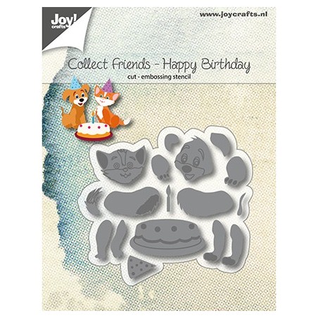 (6002/1185)Cutting & Embossing Collect Friends - Dog&cat - Happy Birthday