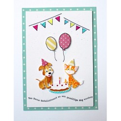 (6002/1185)Cutting & Embossing Collect Friends - Dog&cat - Happy Birthday