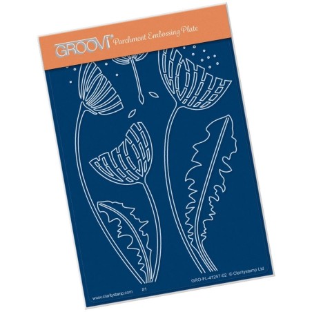 (GRO-FL-41257-02)Groovi® plate A6 ABSTRACT DANDELIONS AND LEAVES