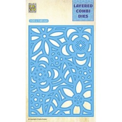 (LCDB005)Nellie's Layered combi dies Rectangle Flowers-3 (Layer B)