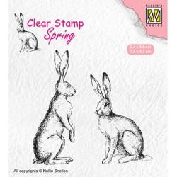 (SPCS014)Nellie`s Choice Clearstamp - Spring- Two hares