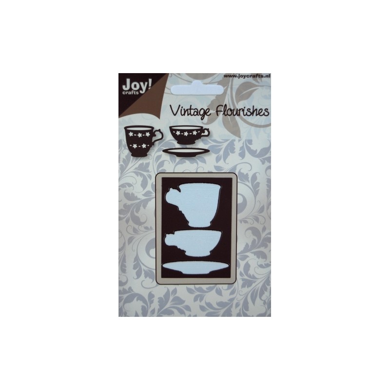 (6003/0022)Pochoir Vintage Flourishes - Tasse + soucoupe