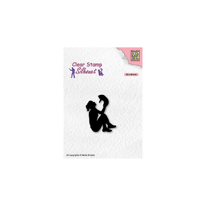 (SIL090)Nellie`s Choice Clearstamp - Teenagers serie, Teengirl with cat