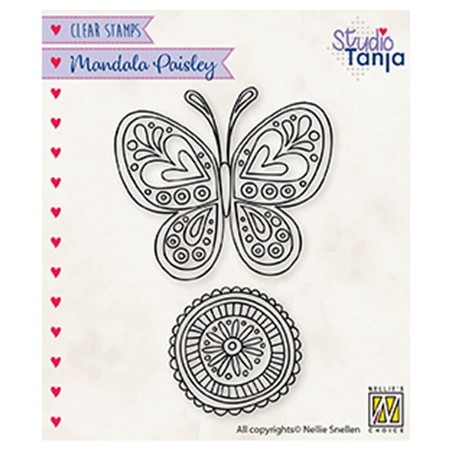 (CSMAN011)Nellie`s Choice Clearstamp - Mandala's Paisley butterfly