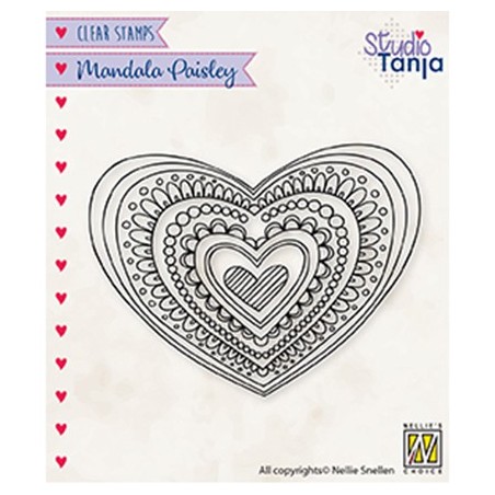 (CSMAN012)Nellie`s Choice Clearstamp - Mandala's Paisley heart