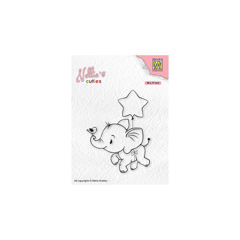 (NCCS011)Nellie`s Choice Clearstamp - Christmas Elephant with star