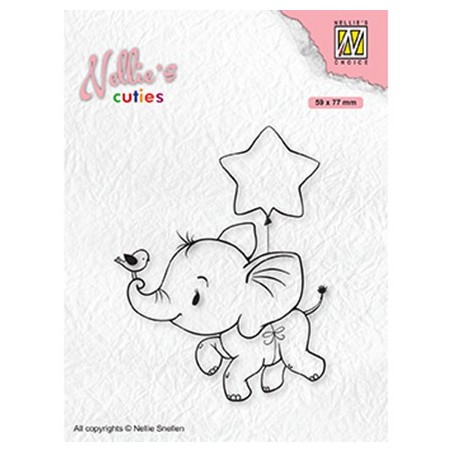 (NCCS011)Nellie`s Choice Clearstamp - Christmas Elephant with star