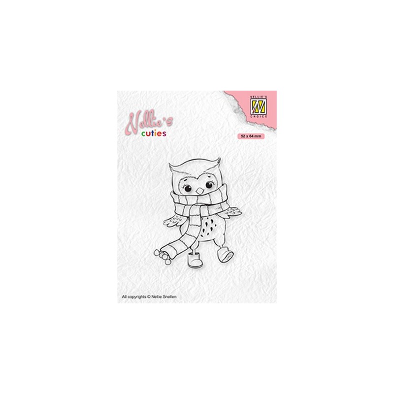 (NCCS013)Nellie`s Choice Clearstamp - Christmas Owl with winter-scarf