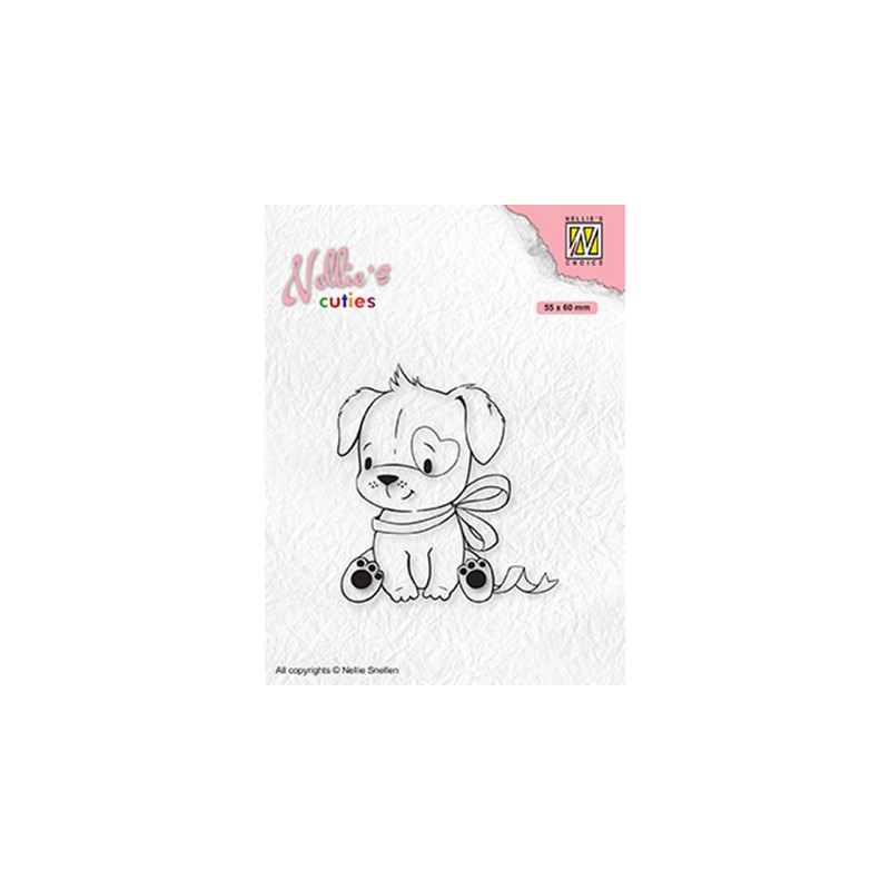 (NCCS015)Nellie`s Choice Clearstamp - Christmas Dog with Christmas-bow