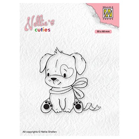 (NCCS015)Nellie`s Choice Clearstamp - Christmas Dog with Christmas-bow