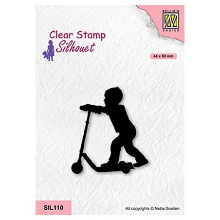 (SIL110)Nellie`s Choice Clearstamp - Boy with scooter