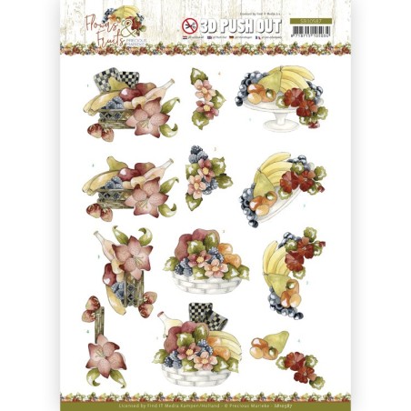 (SB10587)3D Push Out - Precious Marieke - Flowers and Fruits - Flowers and Bananas