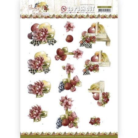 (SB10589)3D Push Out - Precious Marieke - Flowers and Fruits - Flowers and Apples